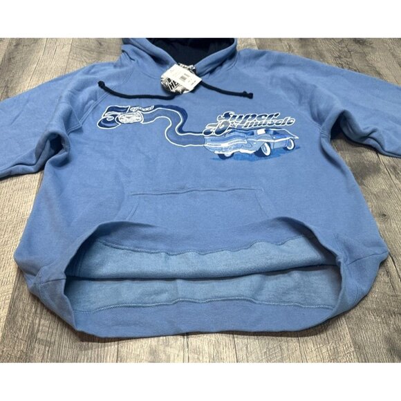 Vintage JNCO Style Hoodie Mens Medium Blue Muscle Car Sweatshirt Top Heavy NEW - Picture 3 of 11